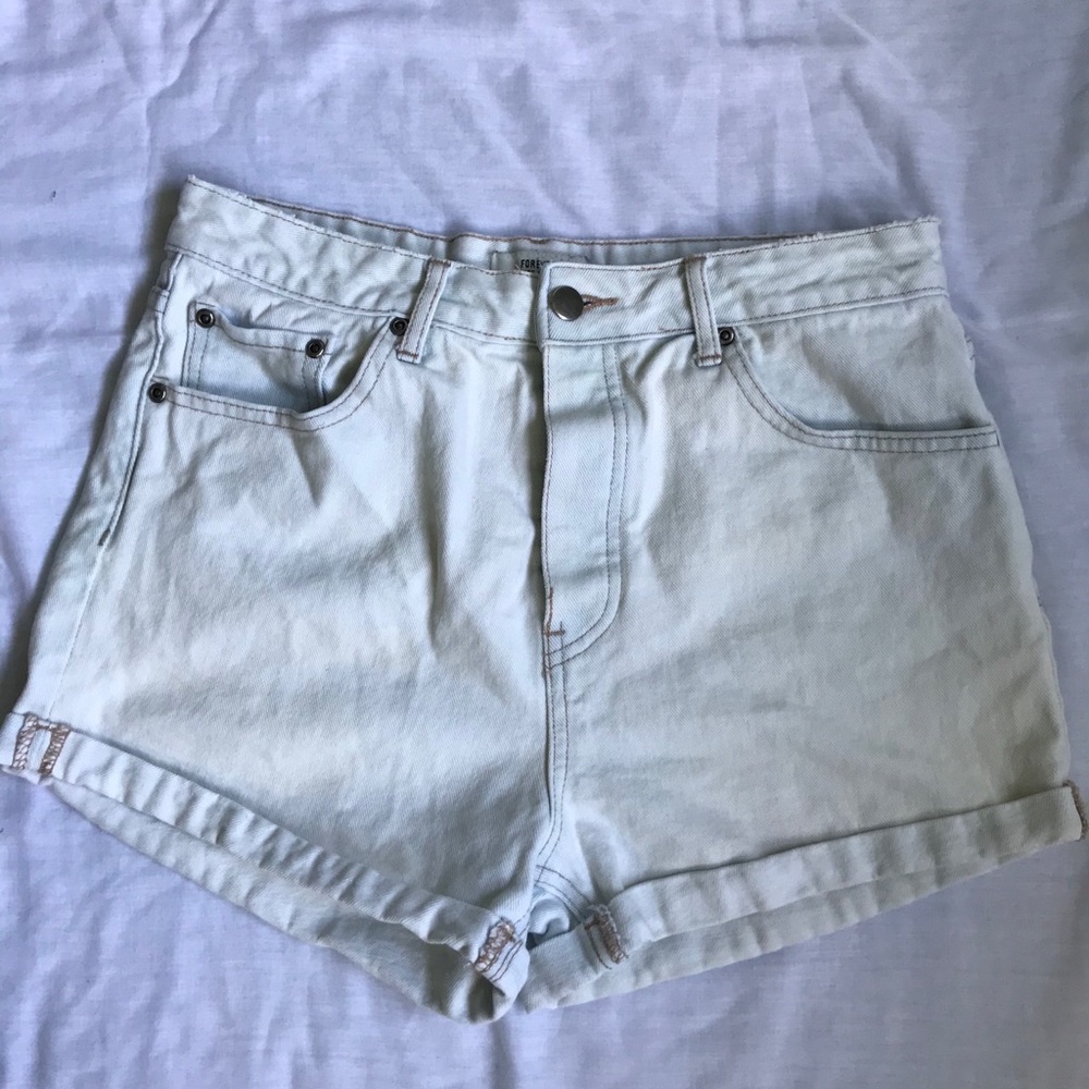 Light wash high waisted jean shorts